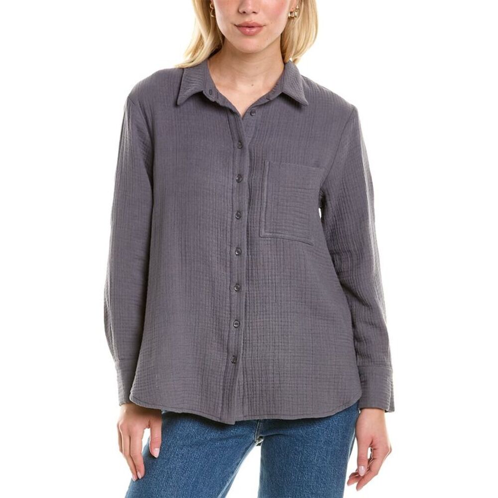 Sablyn Womens  Gauze Waffle Shirt, Grey